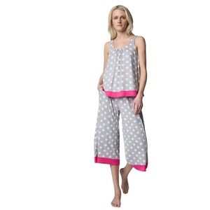 Simply Vera Vera Wang Polka Dot Tank Pajama‎ Set Sleepwear Women's S Pink Trim